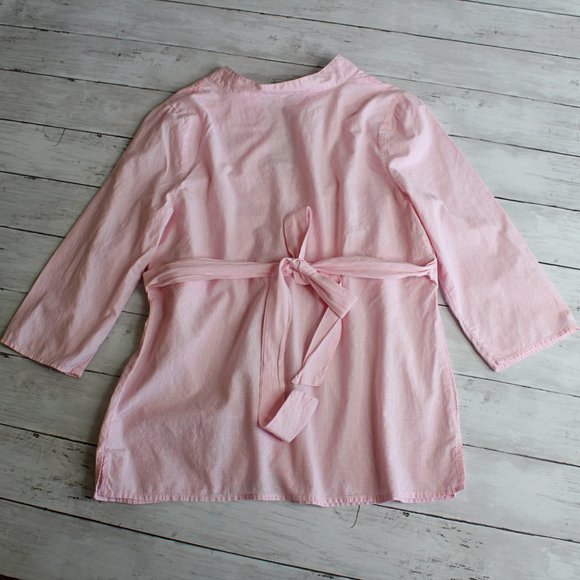 Old Navy Women's Pink Gingham Maternity Top Size M Pink Embroidered - Picture 4 of 4